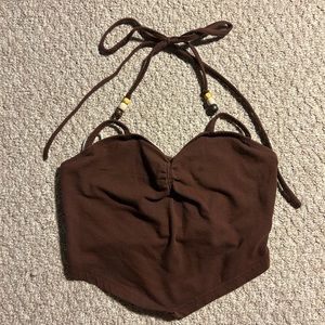 SHEIN MOD Solid Ruched Bust Halter Top